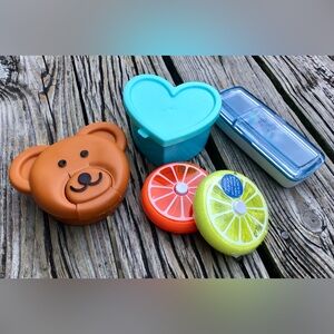 Lot Plastic Snack Storage Funny Shape Containers Teddy Grahams Heart Fruit More